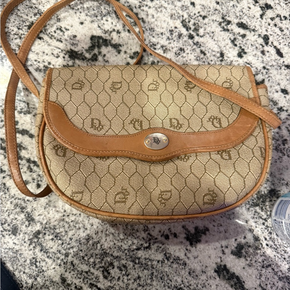 CHRISTIAN DIOR VINTAGE HONEY COMB BAG WITH STRAP